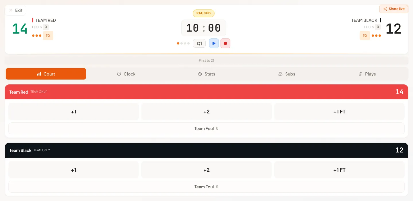 FIBA 3x3 live scoring view