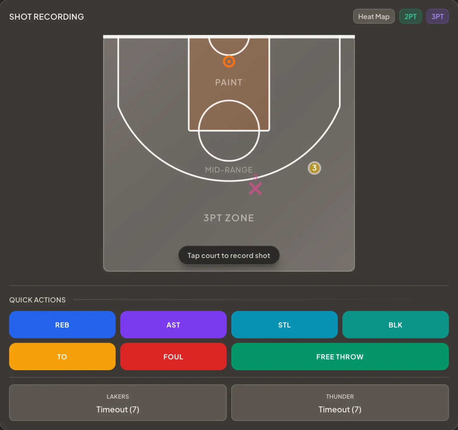 Live game tracking interface